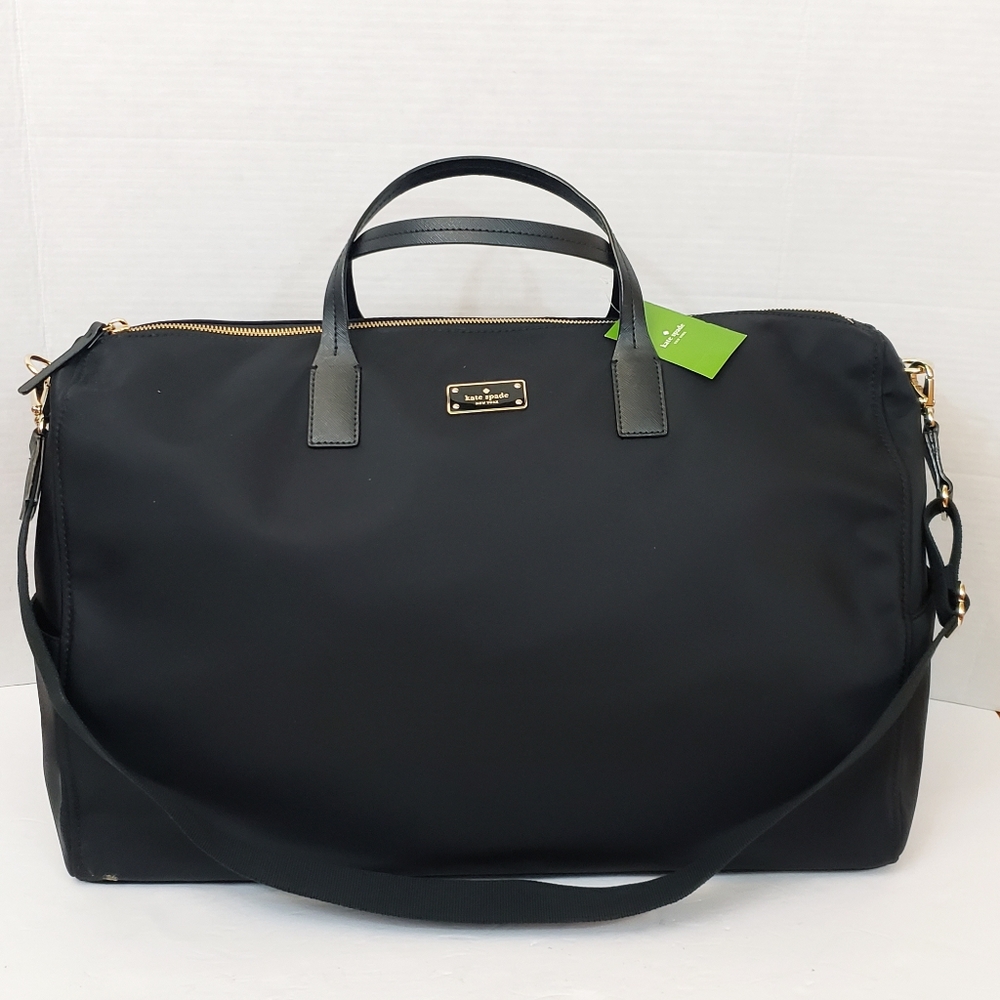 kate spade Black Travel Duffel Bag with Gold Hardware